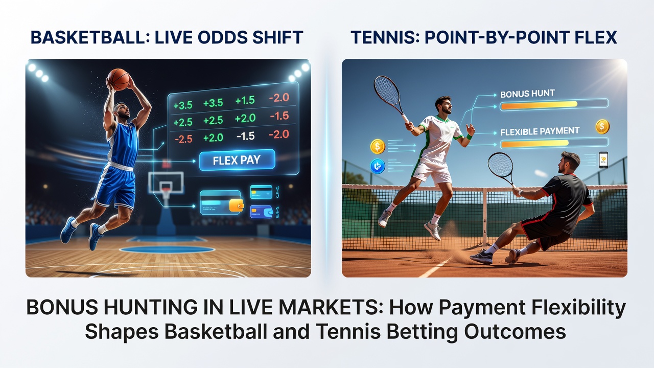 Live-Wettmärkte mit Fokus auf Bonusnutzung und Zahlungsoptionen bei Basketball und Tennis