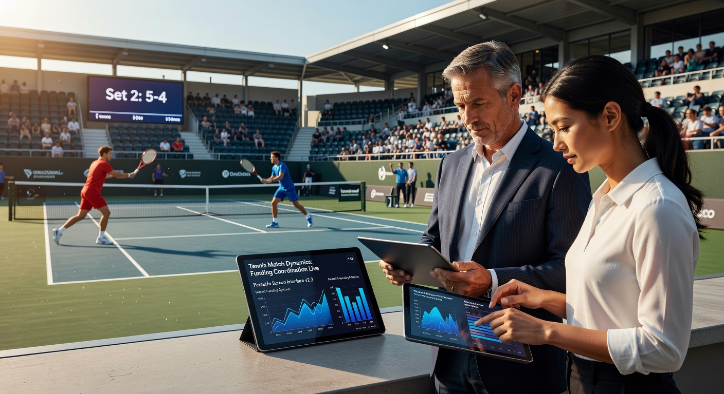Tennis-Match auf einem Smartphone-Bildschirm mit Echtzeit-Daten und Zahlungsoptionen
