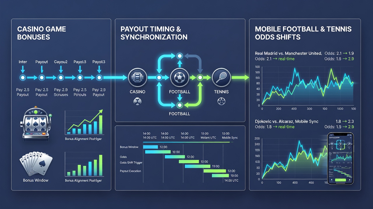Mobile App-Oberfläche mit synchronisierten Bonus- und Quotenanzeigen für Fußball- und Tennis-Events