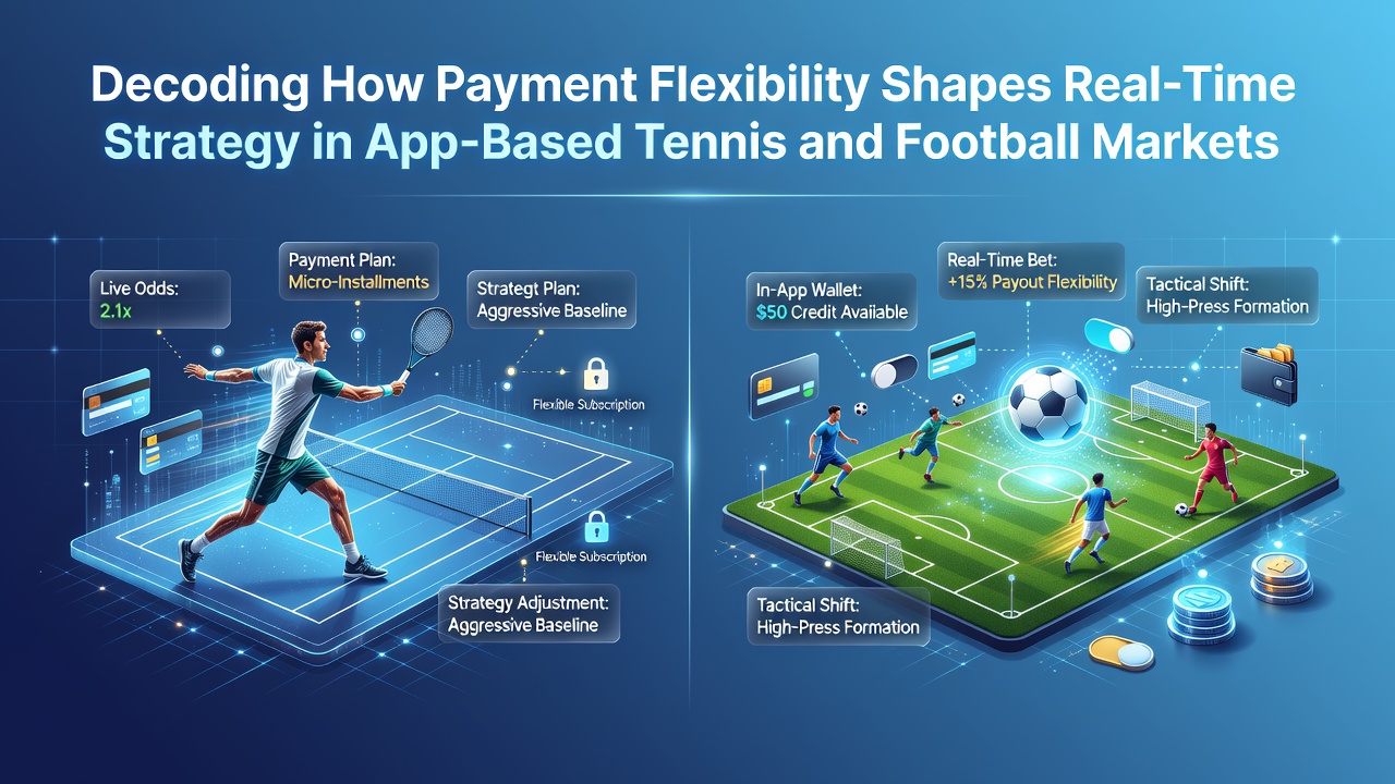 Darstellung von mobilen Wett-Apps mit Fokus auf Zahlungsoptionen während Live-Tennis- und Fußballspielen